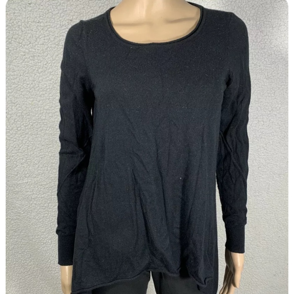 JOIE Women's Black Wool Blend Flare Knit Top Sweater